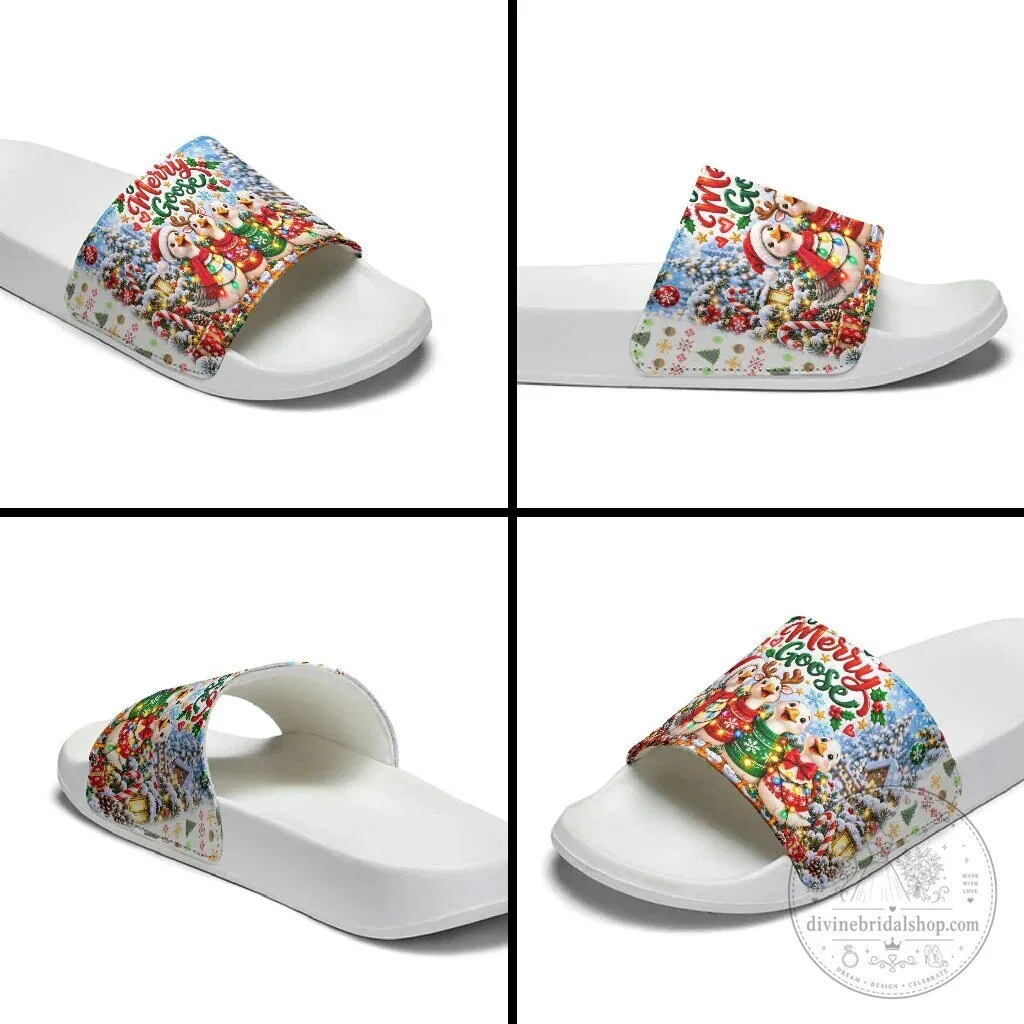 Merry Goose Christmas Winter Village Fair Isle Slide Sandals 11 Merry Goose Christmas Winter Village Fair Isle Slide Sandals