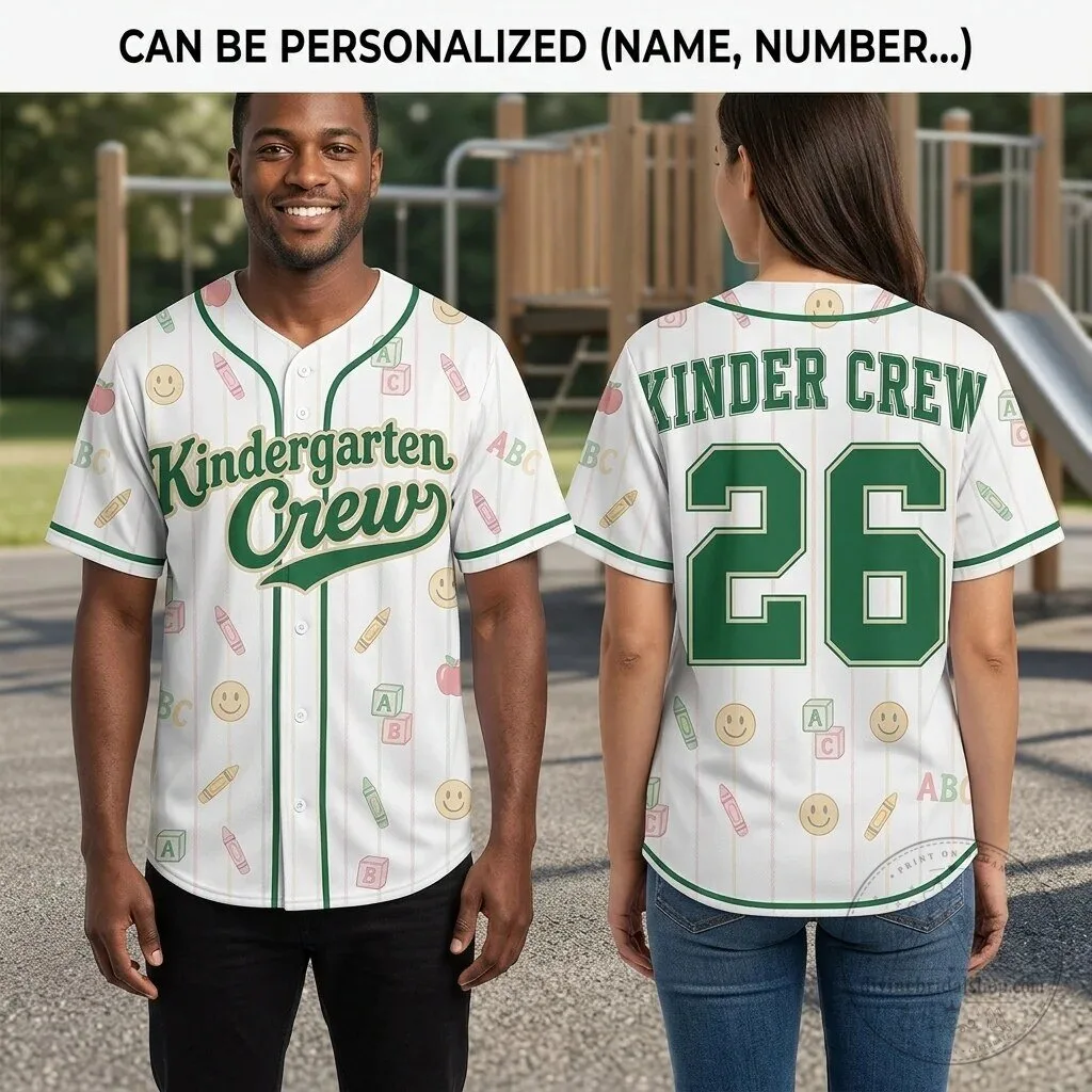 Kindergarten Crew Personalized Baseball Jersey