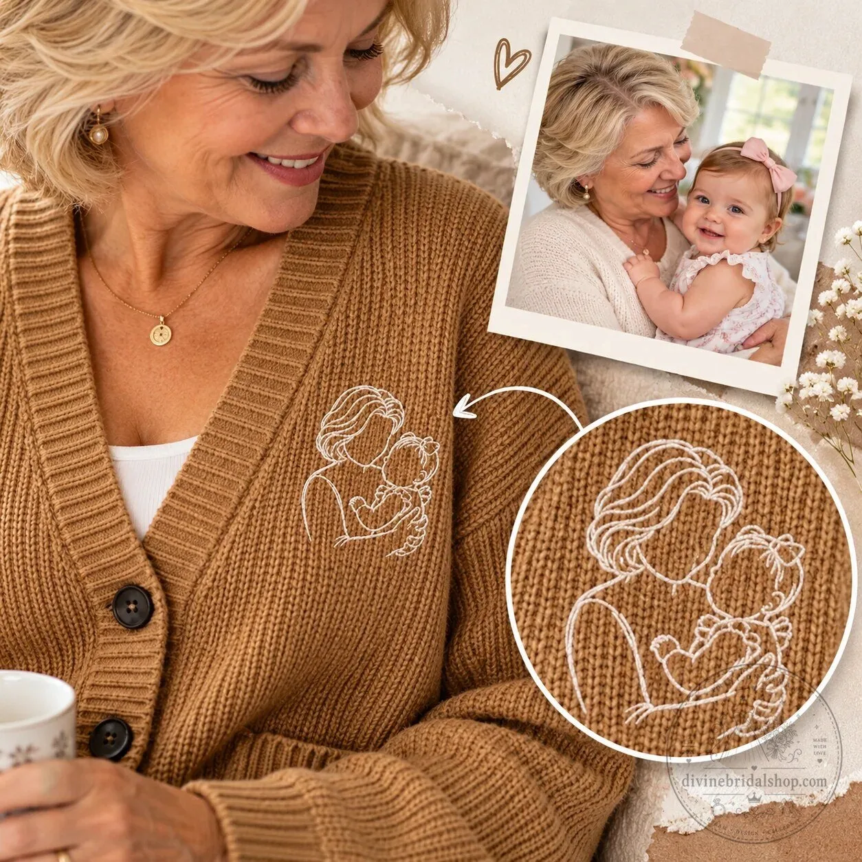 Personalized Custom Line Art Family Portrait Embroidered Cardigan Sweater Gift 9 Personalized Custom Line Art Family Portrait Embroidered Cardigan Sweater Gift