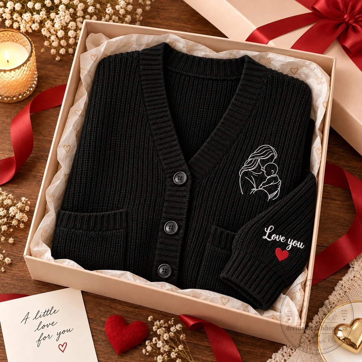 Personalized Custom Line Art Family Portrait Embroidered Cardigan Sweater Gift 10 Personalized Custom Line Art Family Portrait Embroidered Cardigan Sweater Gift