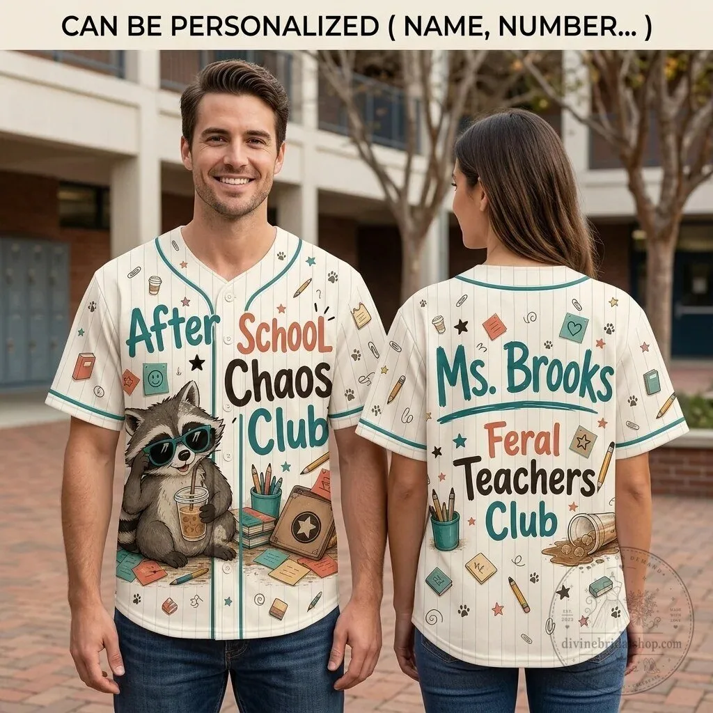 Personalized Feral Teachers Club After School Chaos Raccoon Baseball Jersey 1 Personalized Feral Teachers Club After School Chaos Raccoon Baseball Jersey