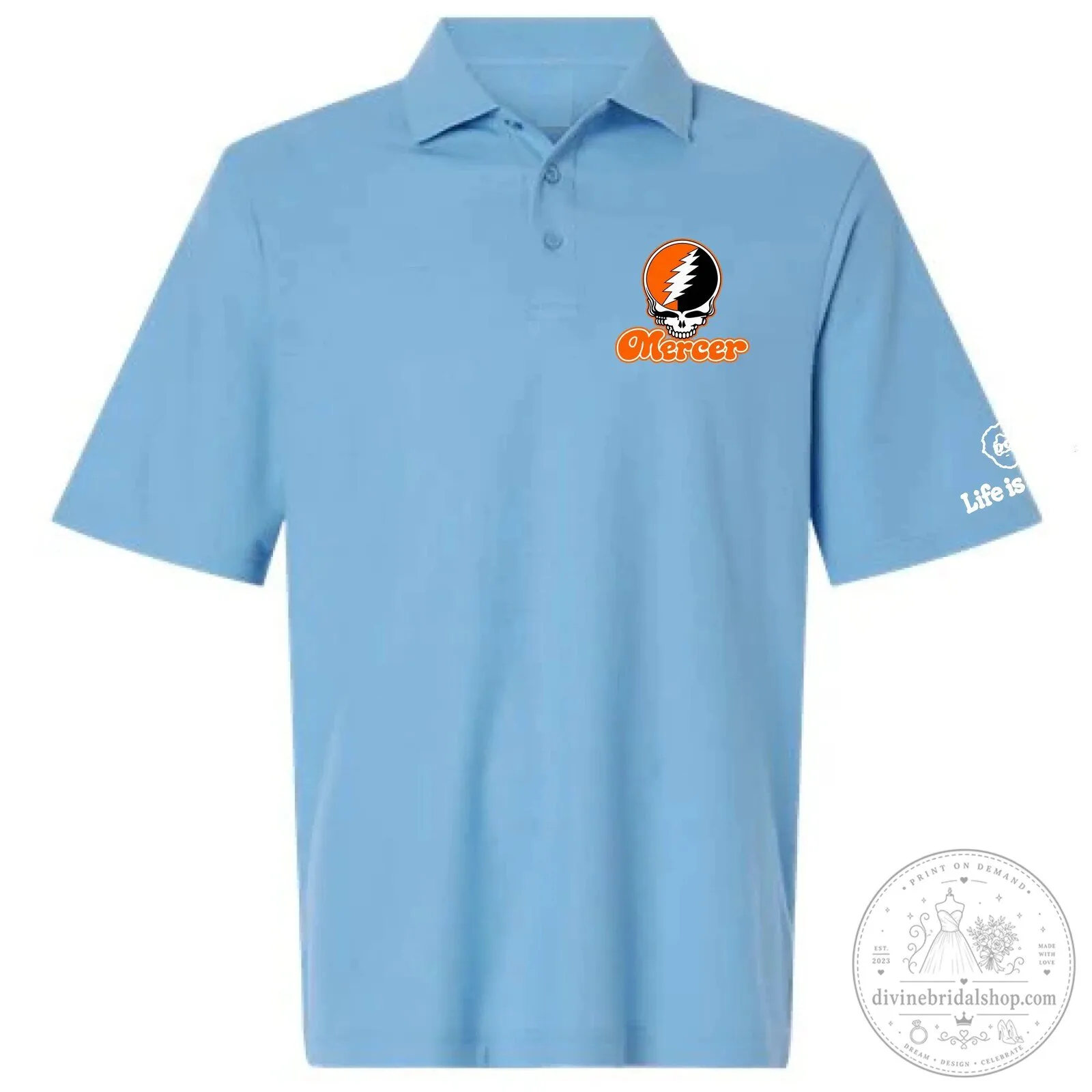 Mercer Bears Grateful Dead Steal Your Face Skull Polo Shirt
