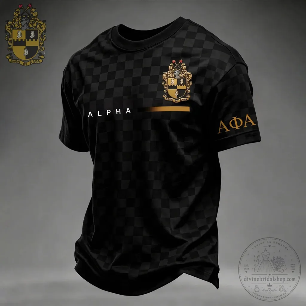 Alpha Phi Alpha Fraternity Black Checkered Pattern Greek Letter T-Shirt Alpha Phi Alpha Fraternity Black Checkered Pattern Greek Letter T-Shirt
