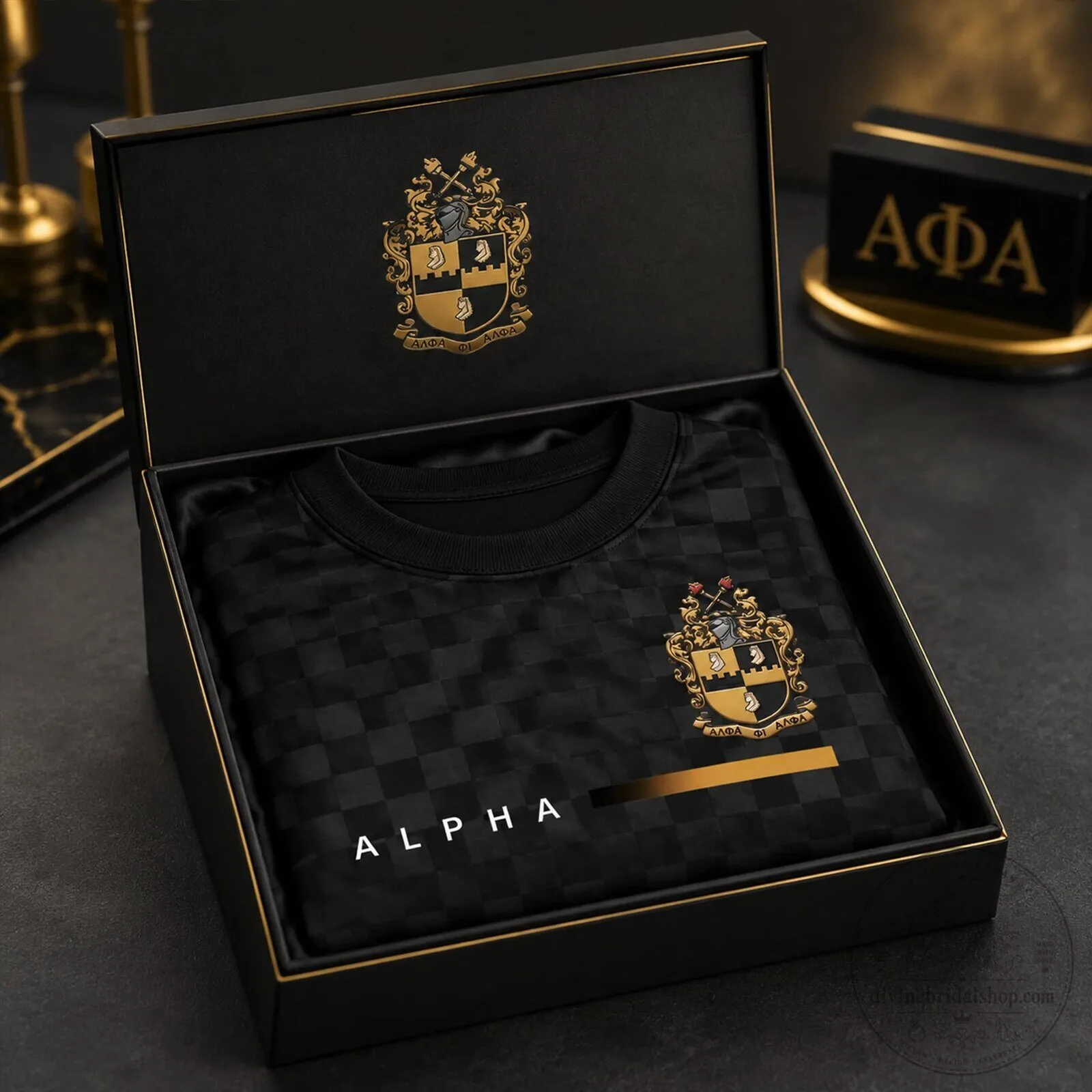 Alpha Phi Alpha Fraternity Black Checkered Pattern Greek Letter T-Shirt 4 Alpha Phi Alpha Fraternity Black Checkered Pattern Greek Letter T-Shirt