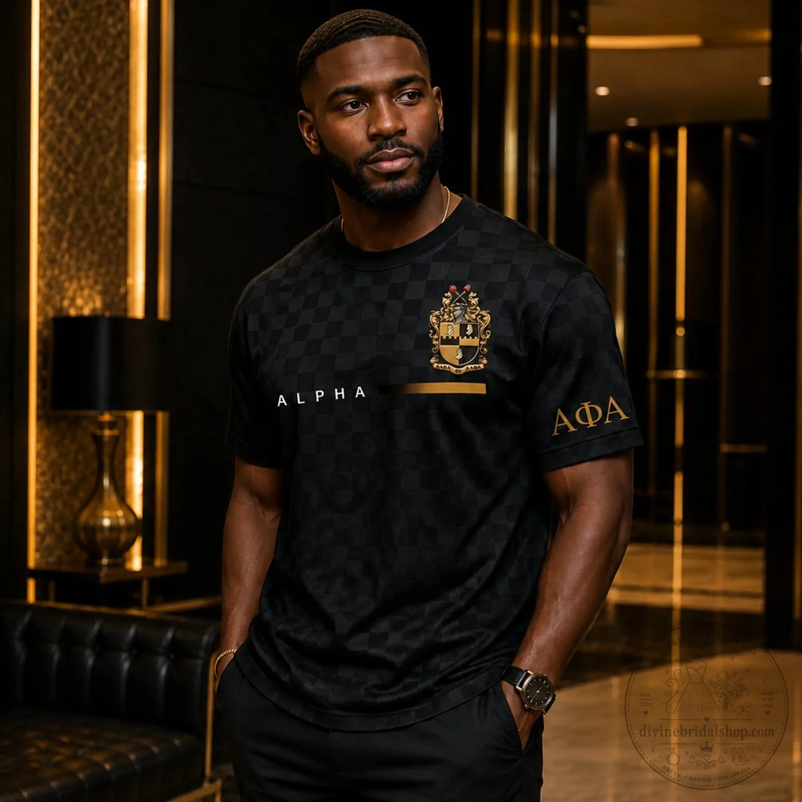 Alpha Phi Alpha Fraternity Black Checkered Pattern Greek Letter T-Shirt 5 Alpha Phi Alpha Fraternity Black Checkered Pattern Greek Letter T-Shirt
