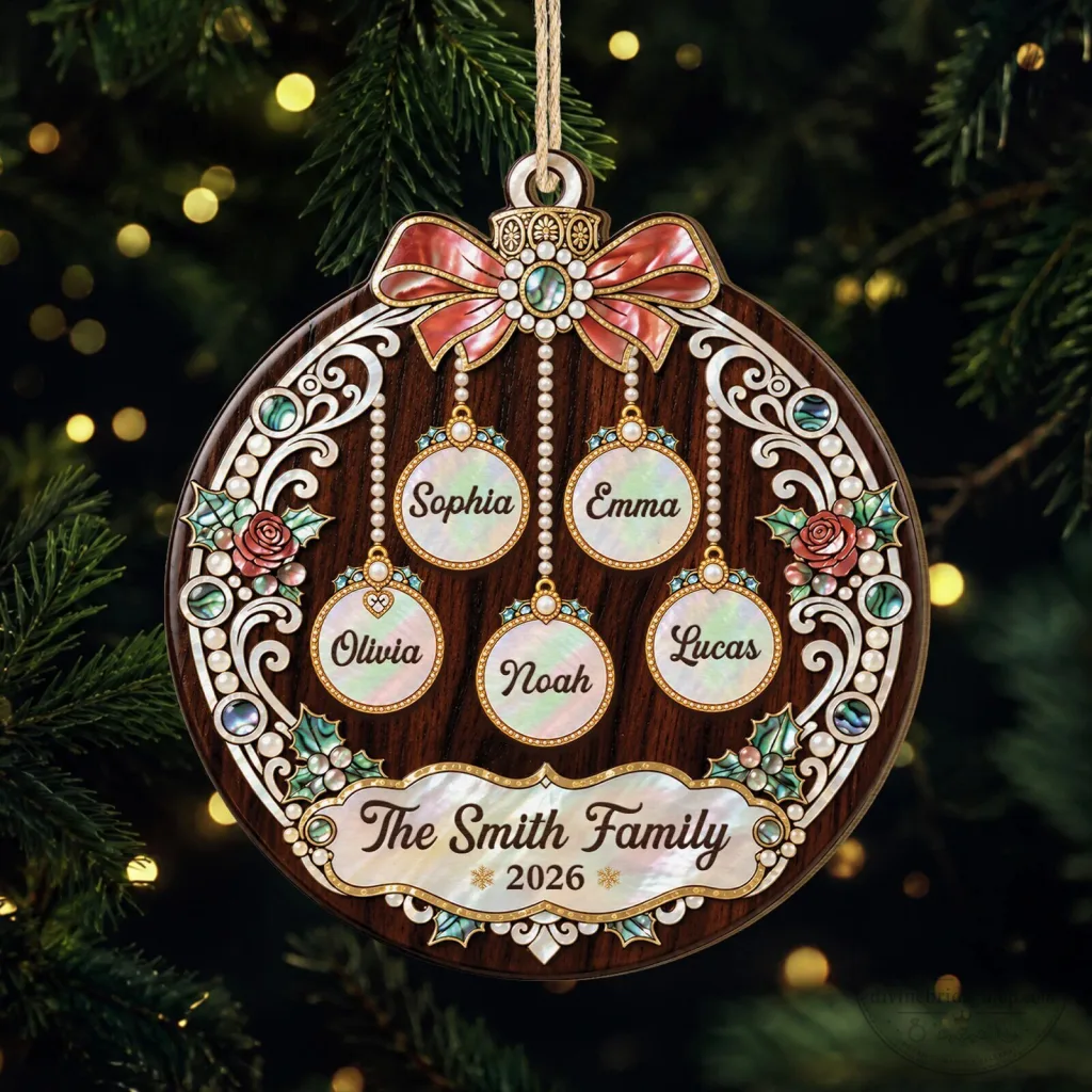 Custom Year and Names Family Christmas Tree Ornament for a Personalized Holiday Touch Custom Year and Names Family Christmas Tree Ornament for a Personalized Holiday Touch