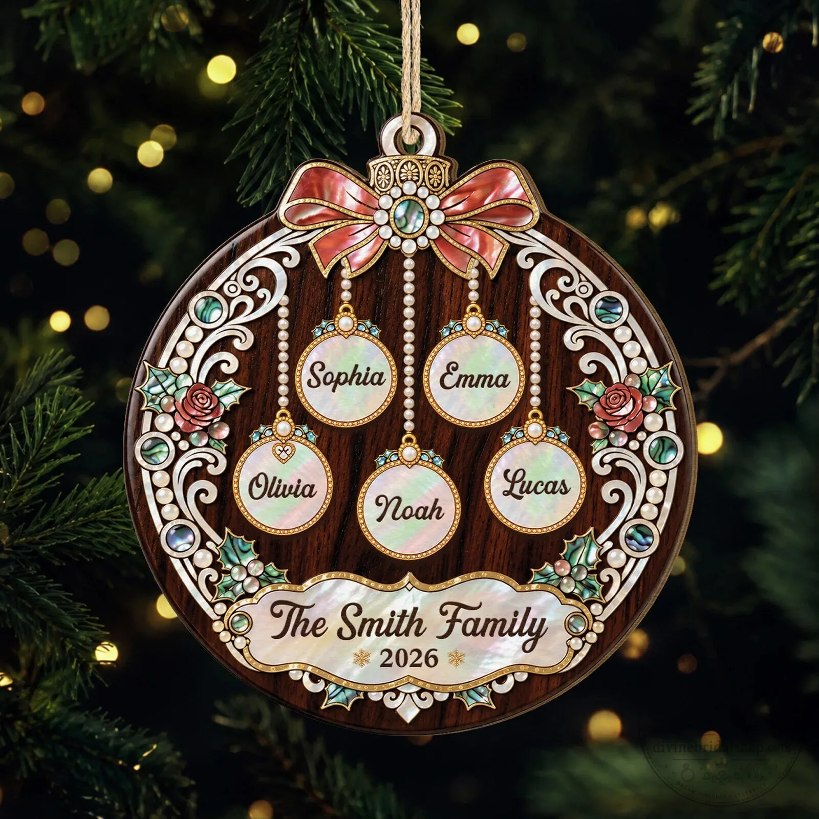 Custom Year and Names Family Christmas Tree Ornament for a Personalized Holiday Touch 6 Custom Year and Names Family Christmas Tree Ornament for a Personalized Holiday Touch