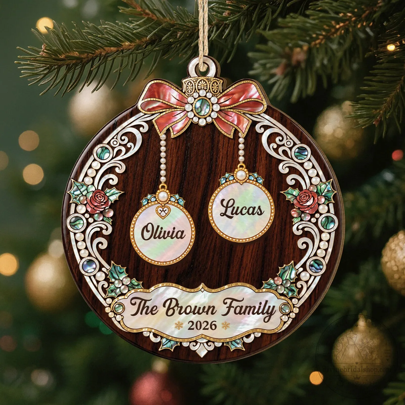 Custom Year and Names Family Christmas Tree Ornament for a Personalized Holiday Touch 7 Custom Year and Names Family Christmas Tree Ornament for a Personalized Holiday Touch