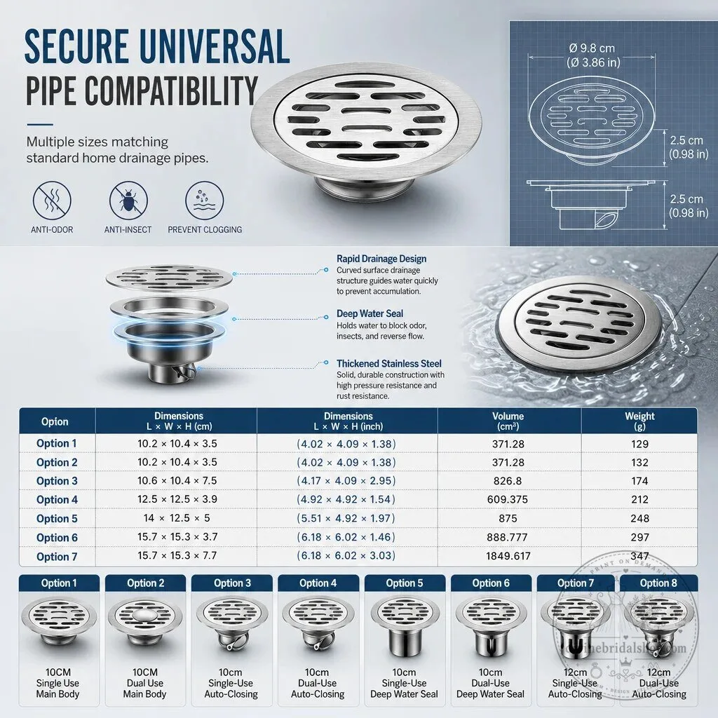 Odorless Stainless Steel Floor Drain with Anti-Odor Core and Rapid Drainage 28 Odorless Stainless Steel Floor Drain with Anti-Odor Core and Rapid Drainage