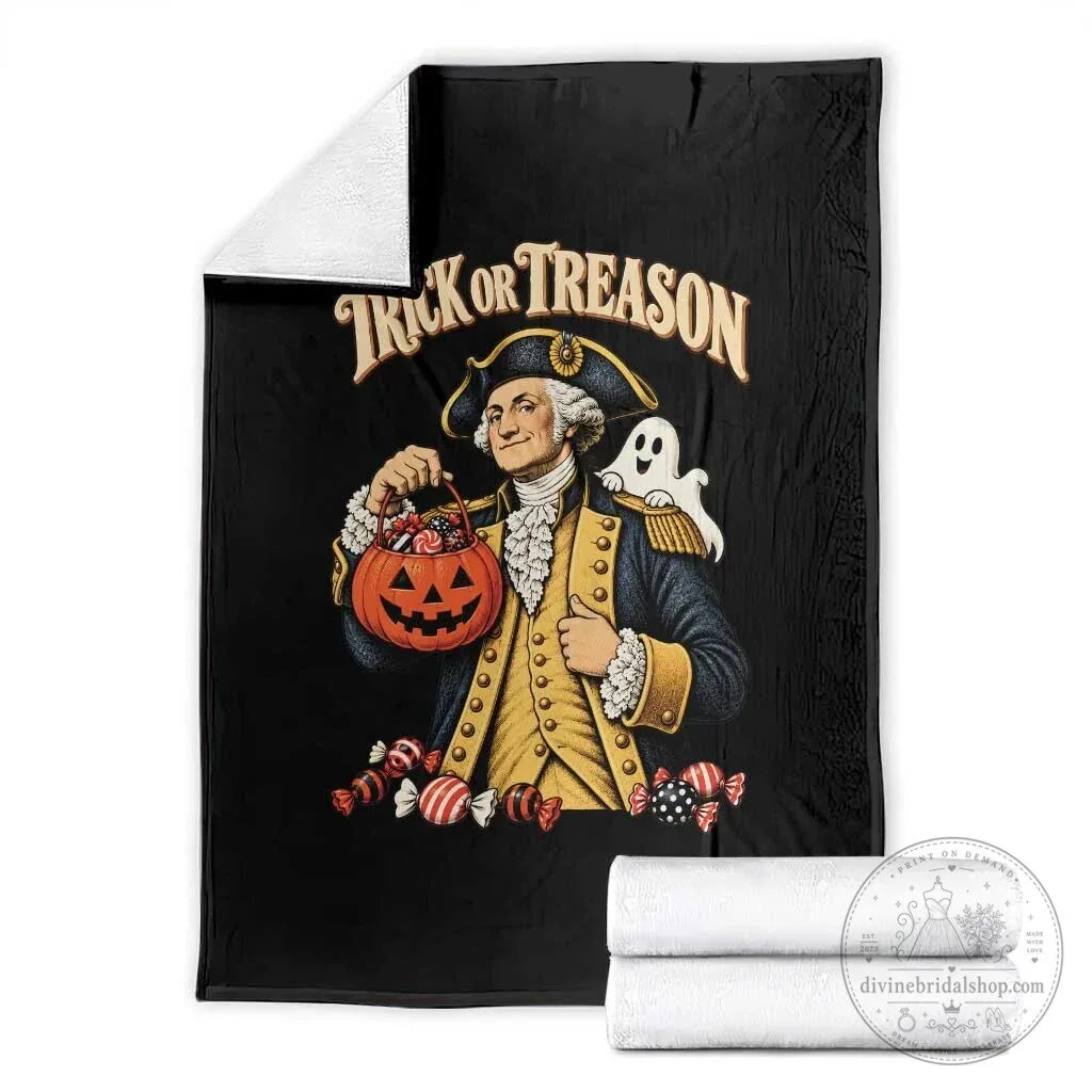Trick or Treason George Washington Halloween Spooky Pumpkin Throw Blanket 1 Trick or Treason George Washington Halloween Spooky Pumpkin Throw Blanket