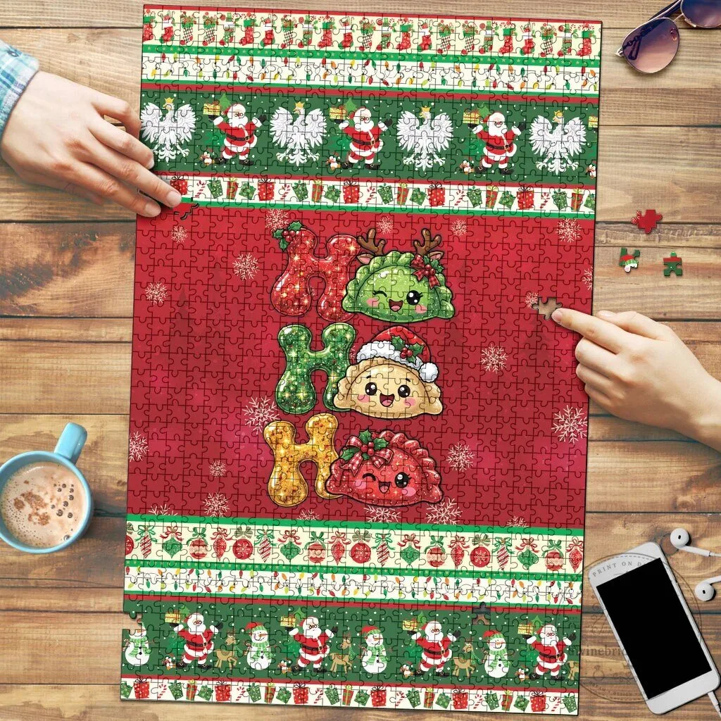 Poland Christmas Ho Ho Ho Squishy Pierogi Holiday Season Jigsaw Puzzle