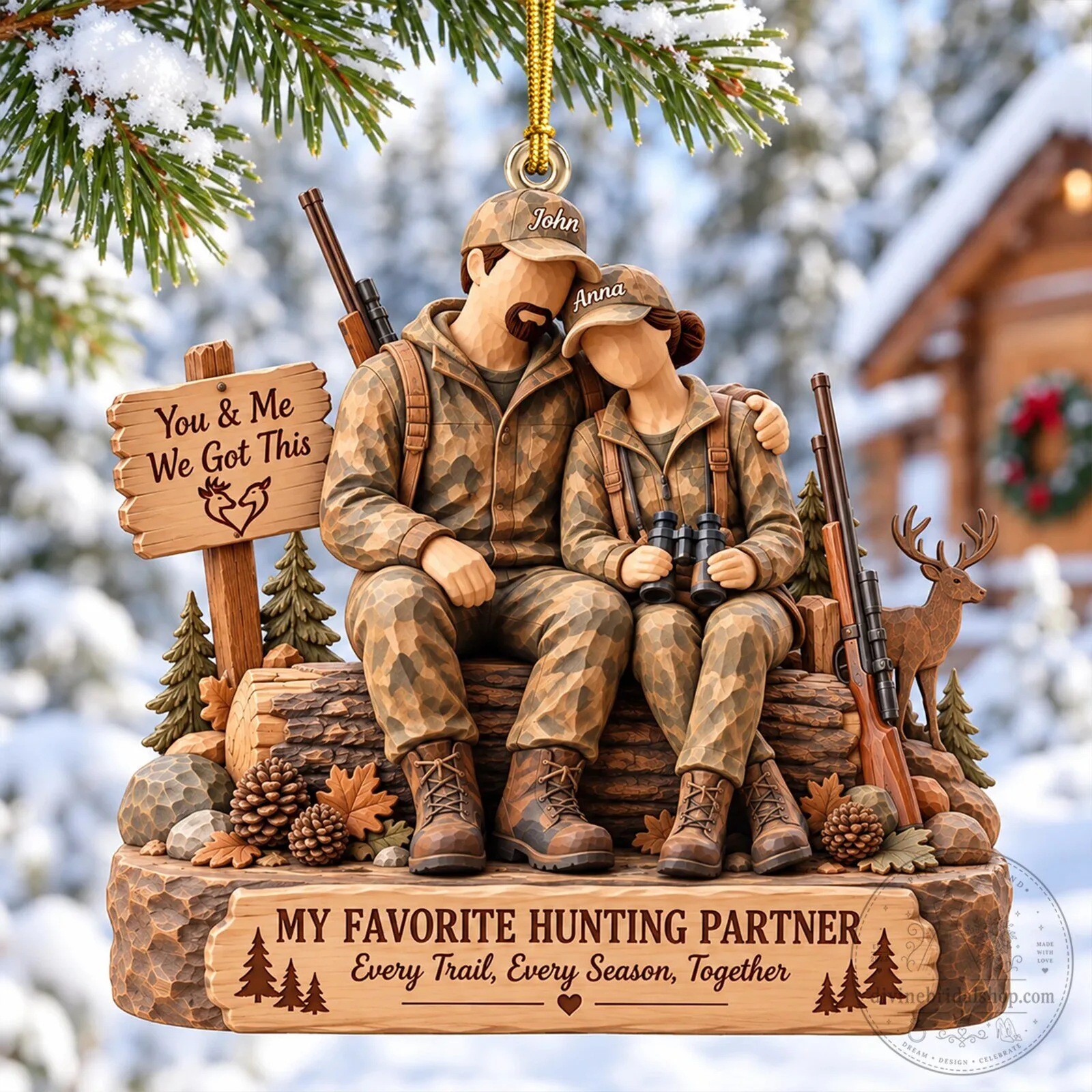 Personalized Hunting Couple My Favorite Hunting Partner Christmas Ornament 6 Personalized Hunting Couple My Favorite Hunting Partner Christmas Ornament