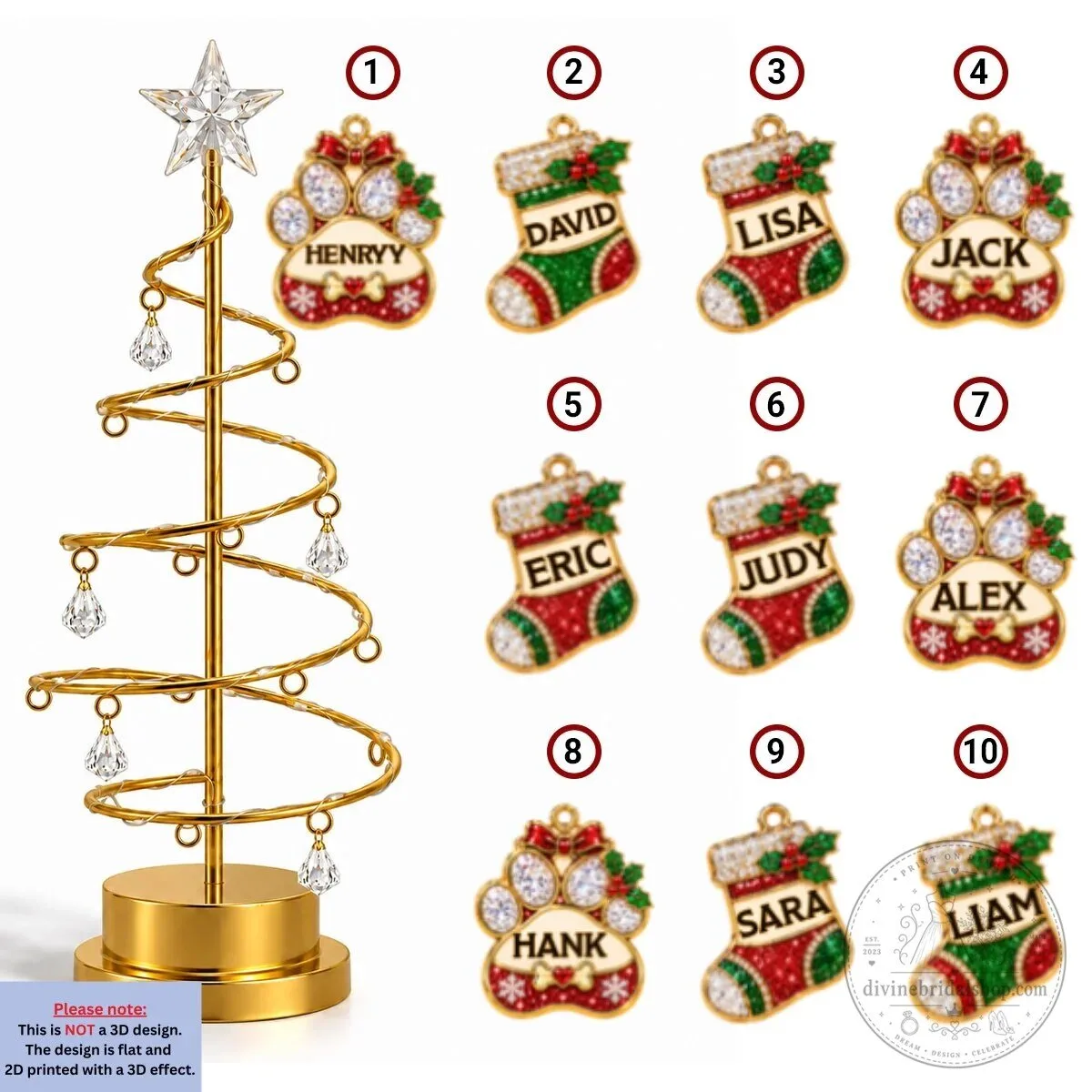 Personalized Christmas Stocking Tree Ornament with LED Lights and Custom Names 20 Personalized Christmas Stocking Tree Ornament with LED Lights and Custom Names