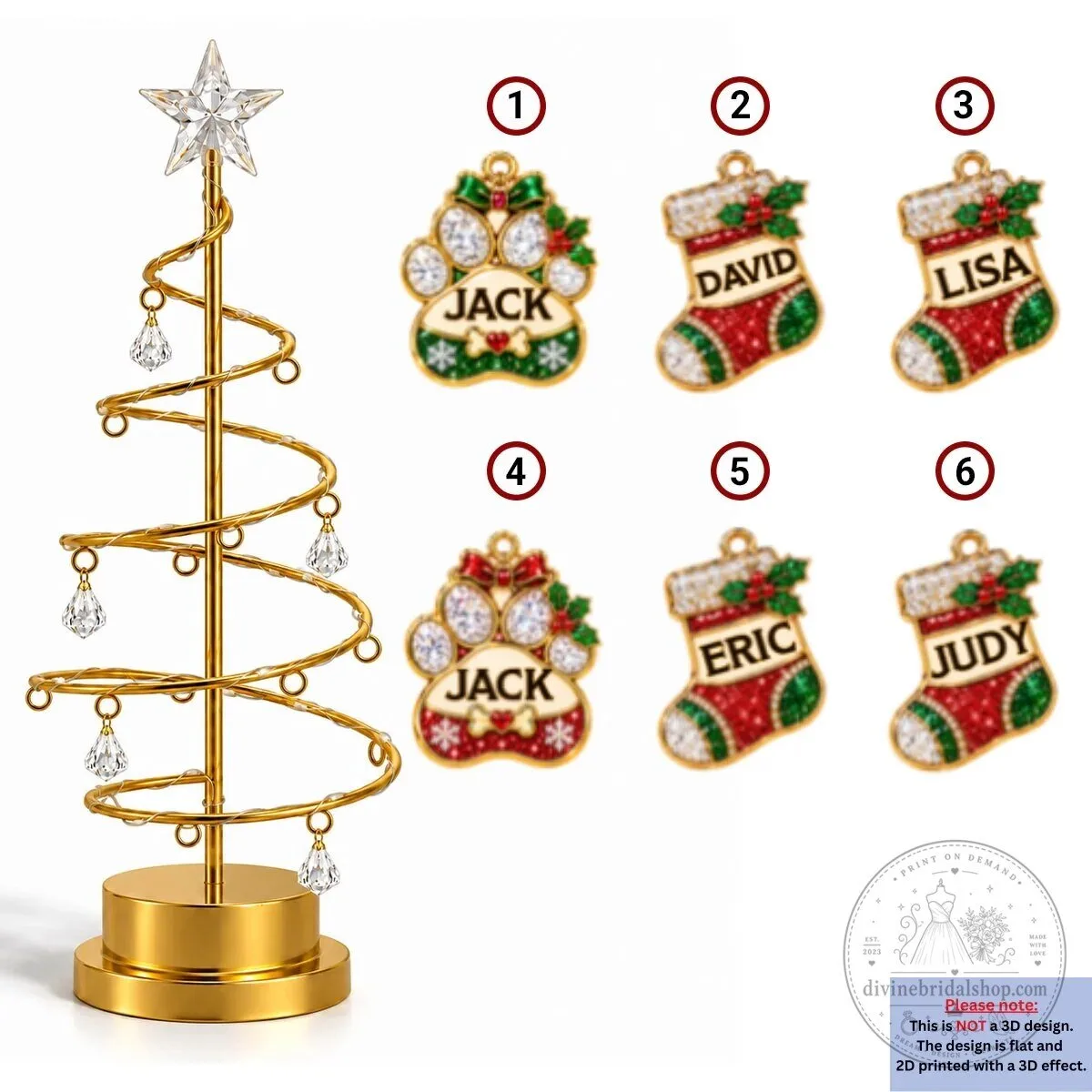Personalized Christmas Stocking Tree Ornament with LED Lights and Custom Names 24 Personalized Christmas Stocking Tree Ornament with LED Lights and Custom Names