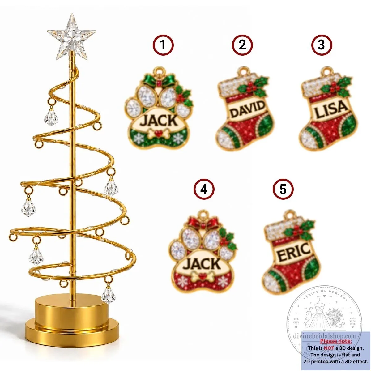 Personalized Christmas Stocking Tree Ornament with LED Lights and Custom Names 25 Personalized Christmas Stocking Tree Ornament with LED Lights and Custom Names