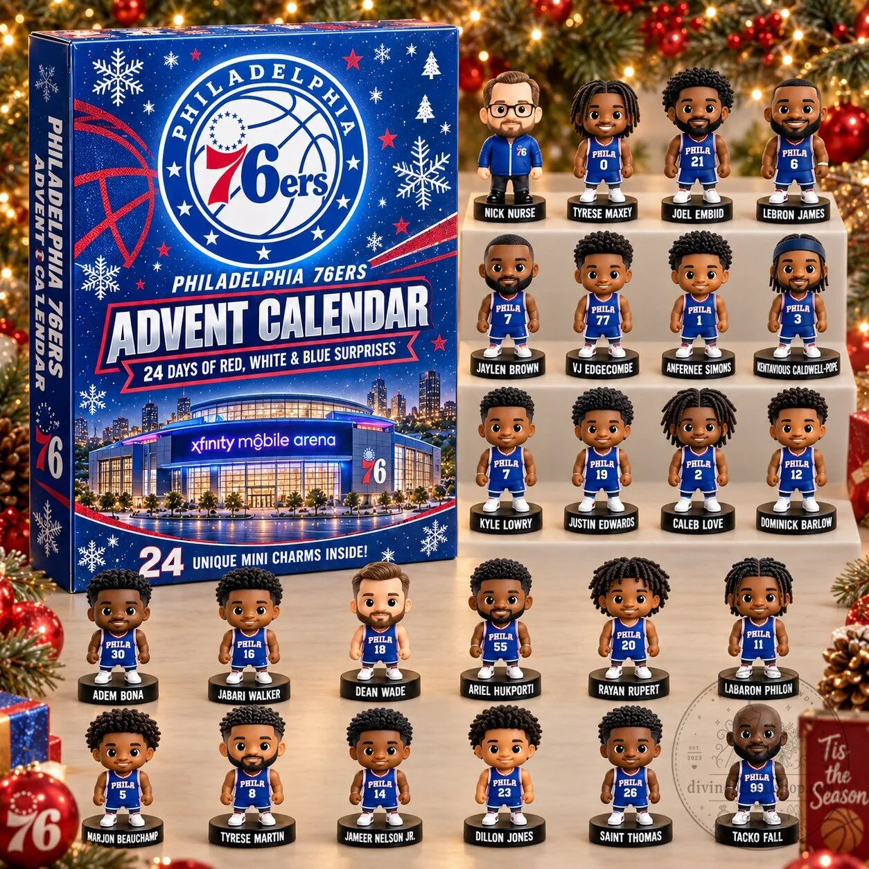 Philadelphia 76ers Basketball Team 24 Day Holiday Advent Calendar with Figurines 2D