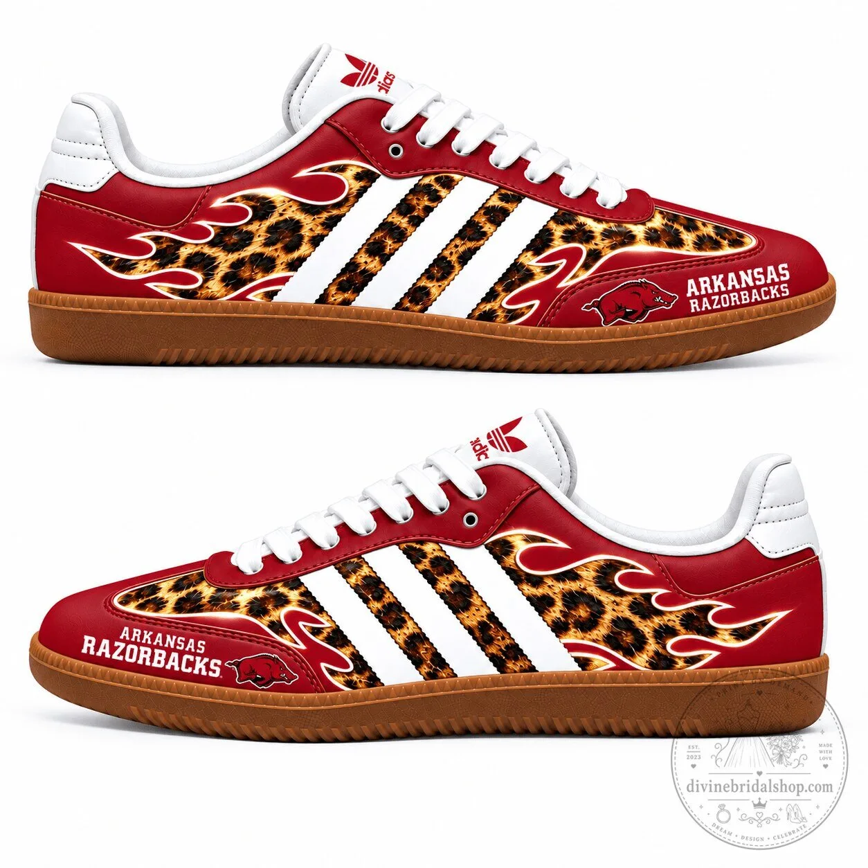 Arkansas Razorbacks Leopard Flame Print Shoes