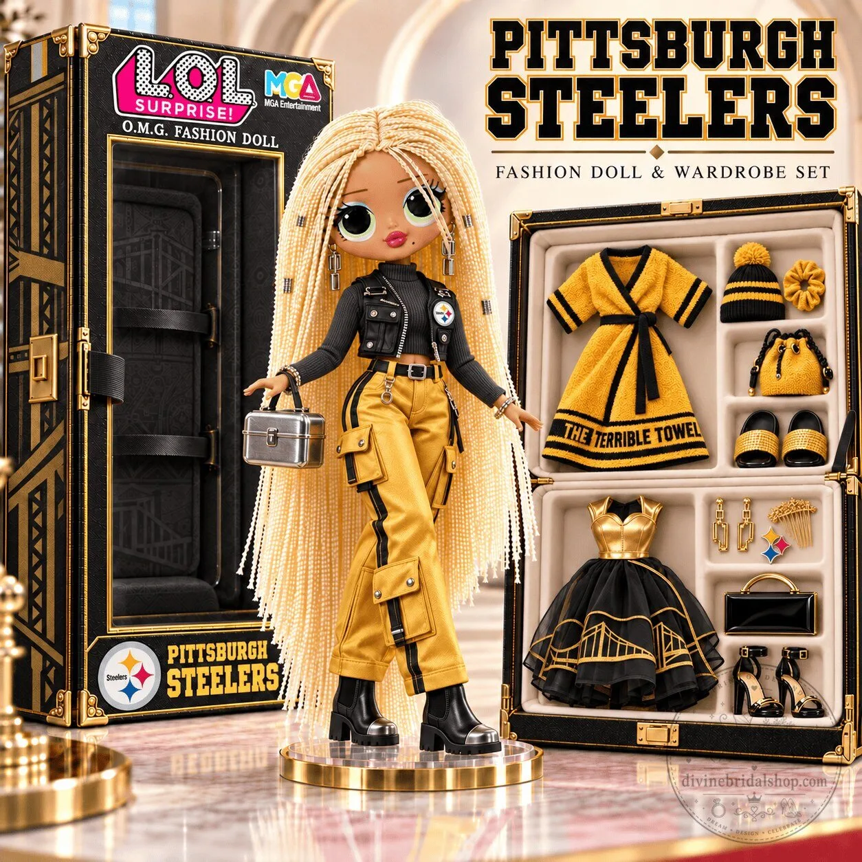 Pittsburgh Steelers LOL Surprise OMG Fashion Doll and Wardrobe Set
