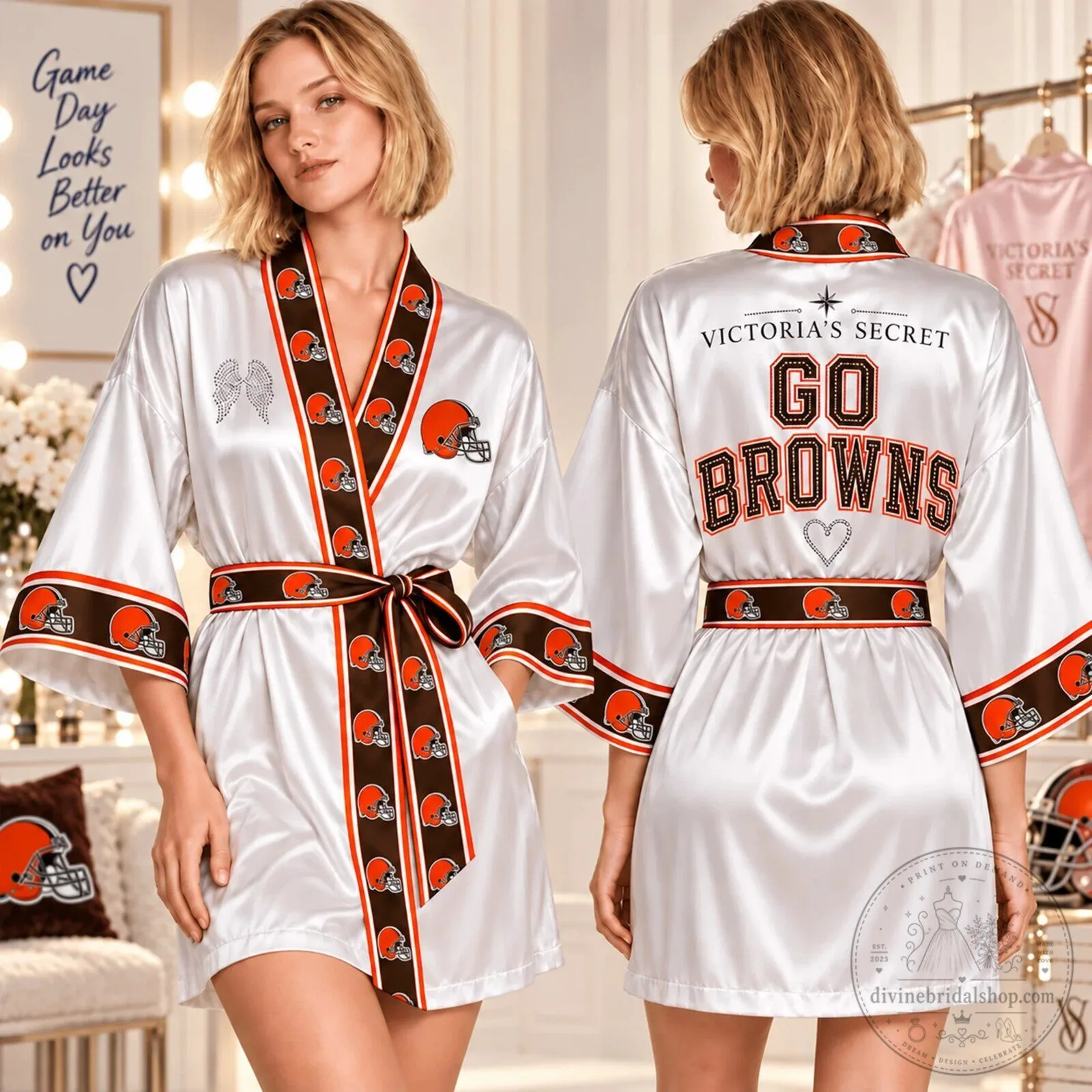 Cleveland Browns Victoria's Secret Satin Game Day Robe for Women