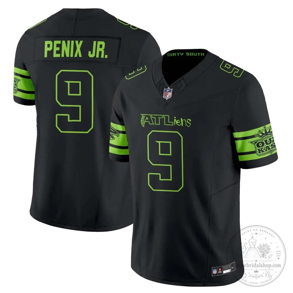 Atlanta Falcons Michael Penix Jr. ATLiens Dirty South Football Jersey Atlanta Falcons Michael Penix Jr. ATLiens Dirty South Football Jersey