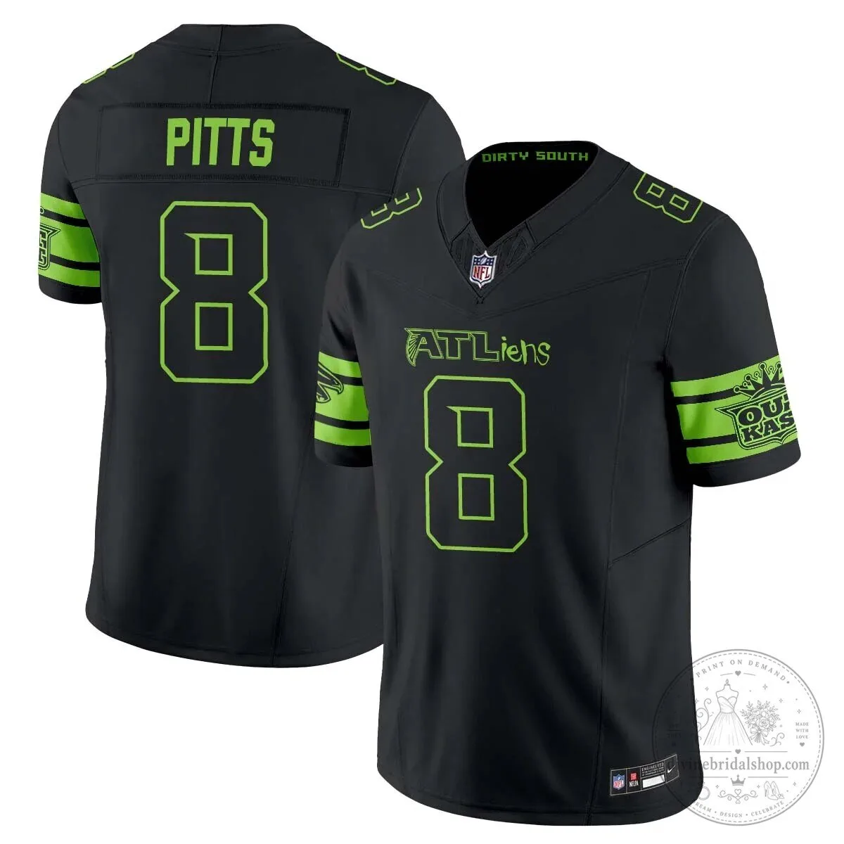Atlanta Falcons Michael Penix Jr. ATLiens Dirty South Football Jersey 34 Atlanta Falcons Michael Penix Jr. ATLiens Dirty South Football Jersey