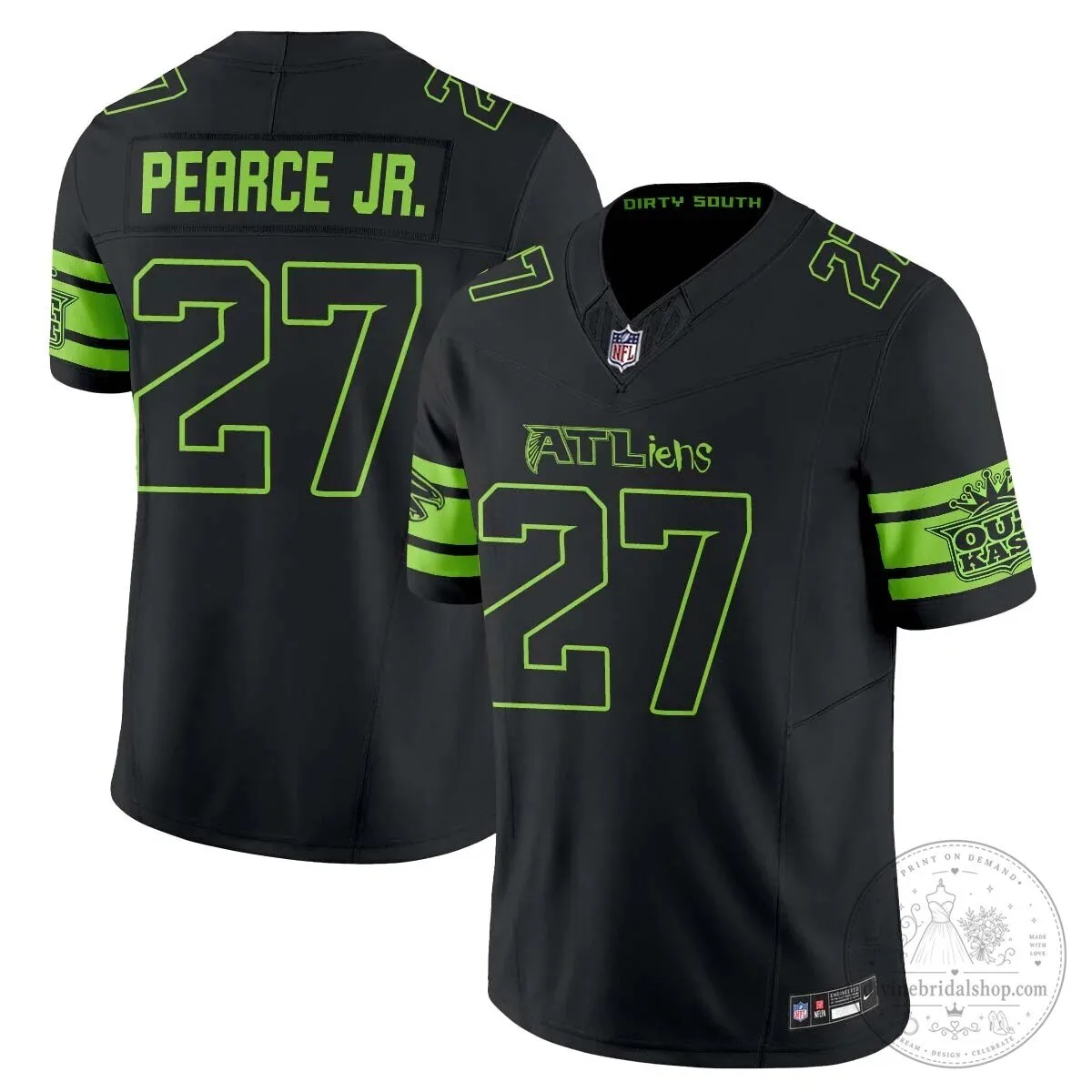 Atlanta Falcons Michael Penix Jr. ATLiens Dirty South Football Jersey 36 Atlanta Falcons Michael Penix Jr. ATLiens Dirty South Football Jersey