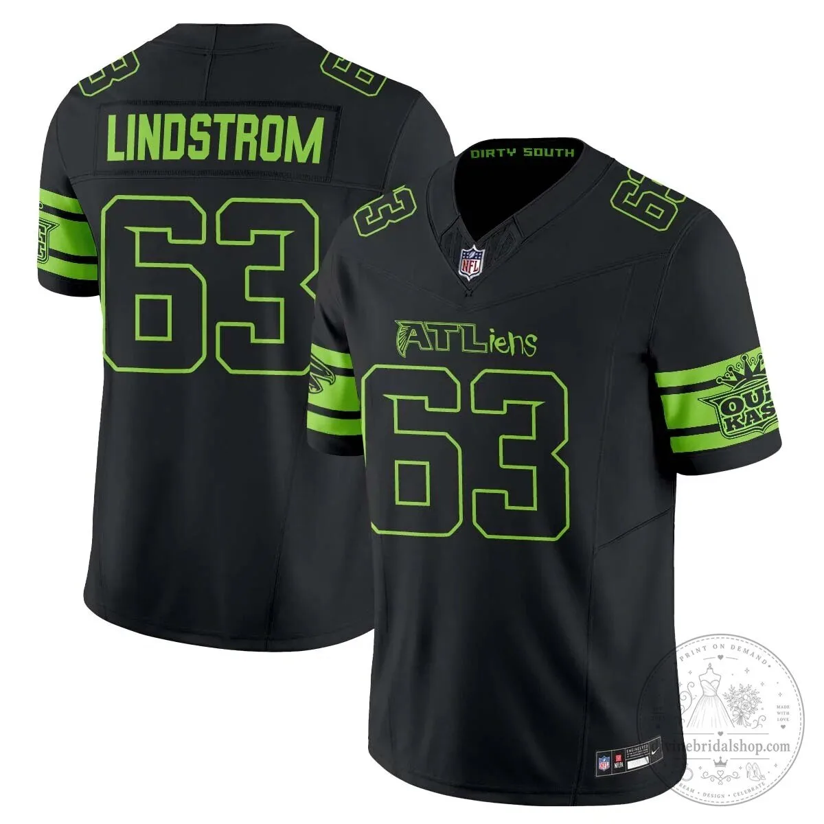 Atlanta Falcons Michael Penix Jr. ATLiens Dirty South Football Jersey 38 Atlanta Falcons Michael Penix Jr. ATLiens Dirty South Football Jersey