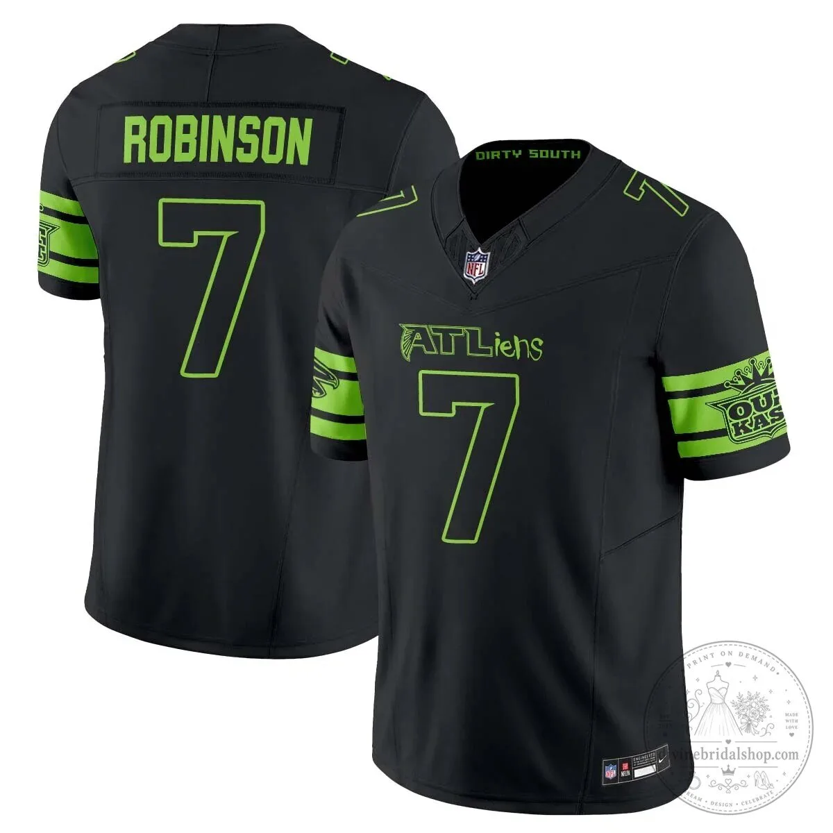 Atlanta Falcons Michael Penix Jr. ATLiens Dirty South Football Jersey 39 Atlanta Falcons Michael Penix Jr. ATLiens Dirty South Football Jersey