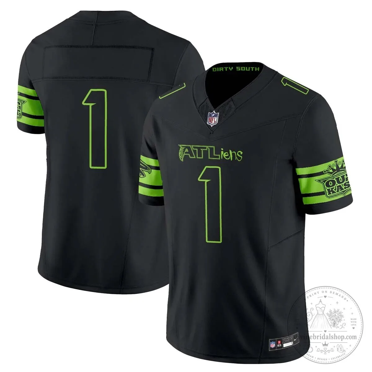 Atlanta Falcons Michael Penix Jr. ATLiens Dirty South Football Jersey 43 Atlanta Falcons Michael Penix Jr. ATLiens Dirty South Football Jersey