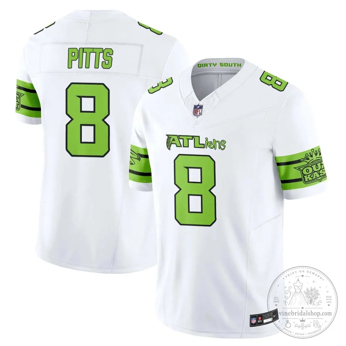Atlanta Falcons Michael Penix Jr. ATLiens Dirty South Football Jersey 45 Atlanta Falcons Michael Penix Jr. ATLiens Dirty South Football Jersey