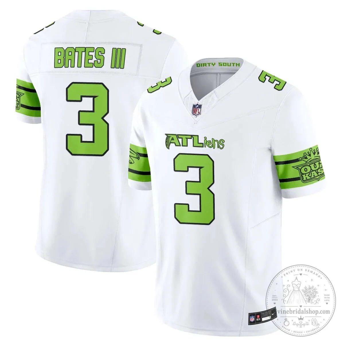 Atlanta Falcons Michael Penix Jr. ATLiens Dirty South Football Jersey 46 Atlanta Falcons Michael Penix Jr. ATLiens Dirty South Football Jersey