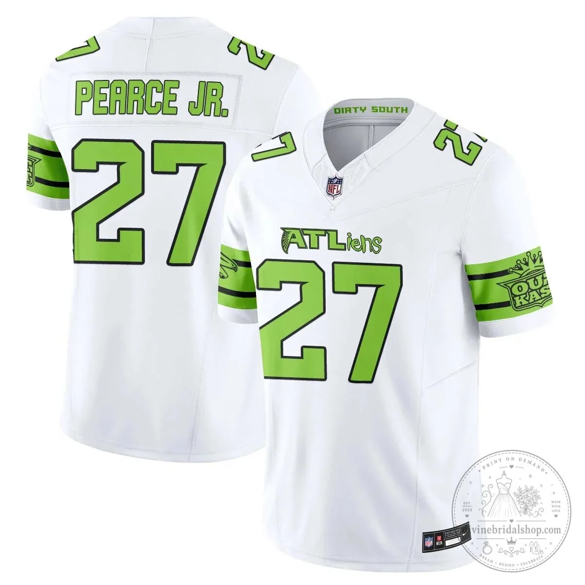 Atlanta Falcons Michael Penix Jr. ATLiens Dirty South Football Jersey 47 Atlanta Falcons Michael Penix Jr. ATLiens Dirty South Football Jersey