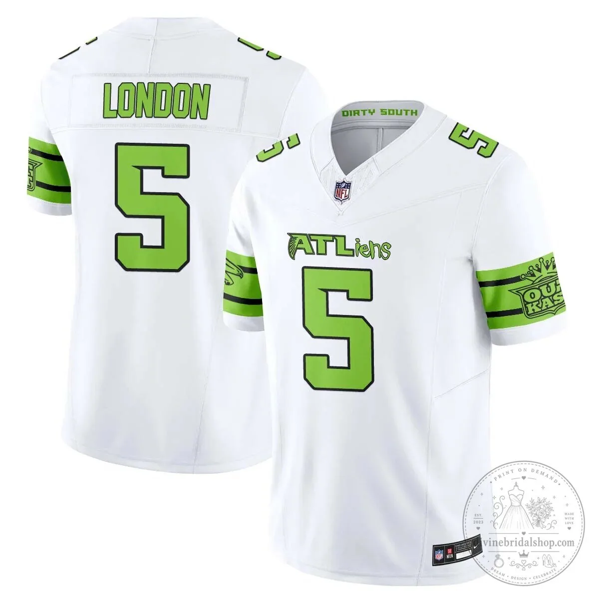 Atlanta Falcons Michael Penix Jr. ATLiens Dirty South Football Jersey 48 Atlanta Falcons Michael Penix Jr. ATLiens Dirty South Football Jersey