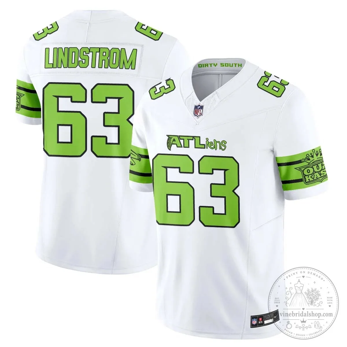 Atlanta Falcons Michael Penix Jr. ATLiens Dirty South Football Jersey 49 Atlanta Falcons Michael Penix Jr. ATLiens Dirty South Football Jersey