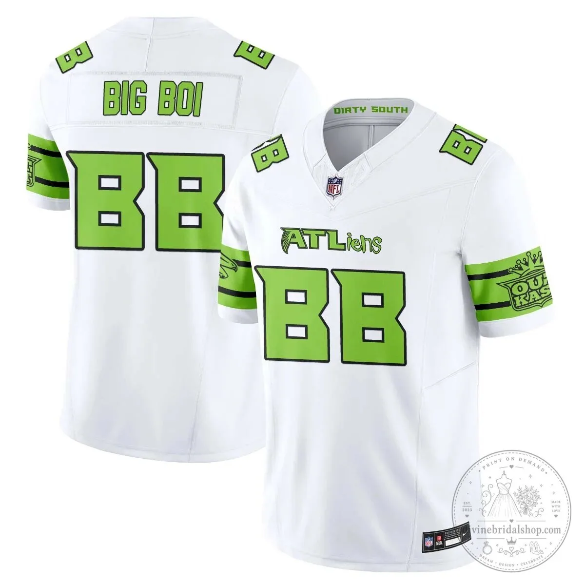 Atlanta Falcons Michael Penix Jr. ATLiens Dirty South Football Jersey 53 Atlanta Falcons Michael Penix Jr. ATLiens Dirty South Football Jersey