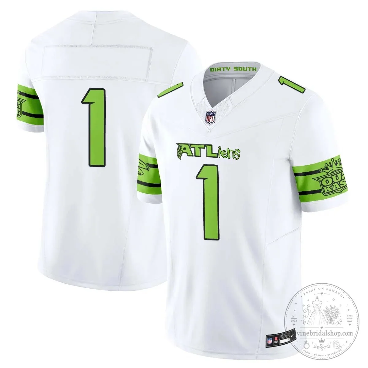 Atlanta Falcons Michael Penix Jr. ATLiens Dirty South Football Jersey 54 Atlanta Falcons Michael Penix Jr. ATLiens Dirty South Football Jersey
