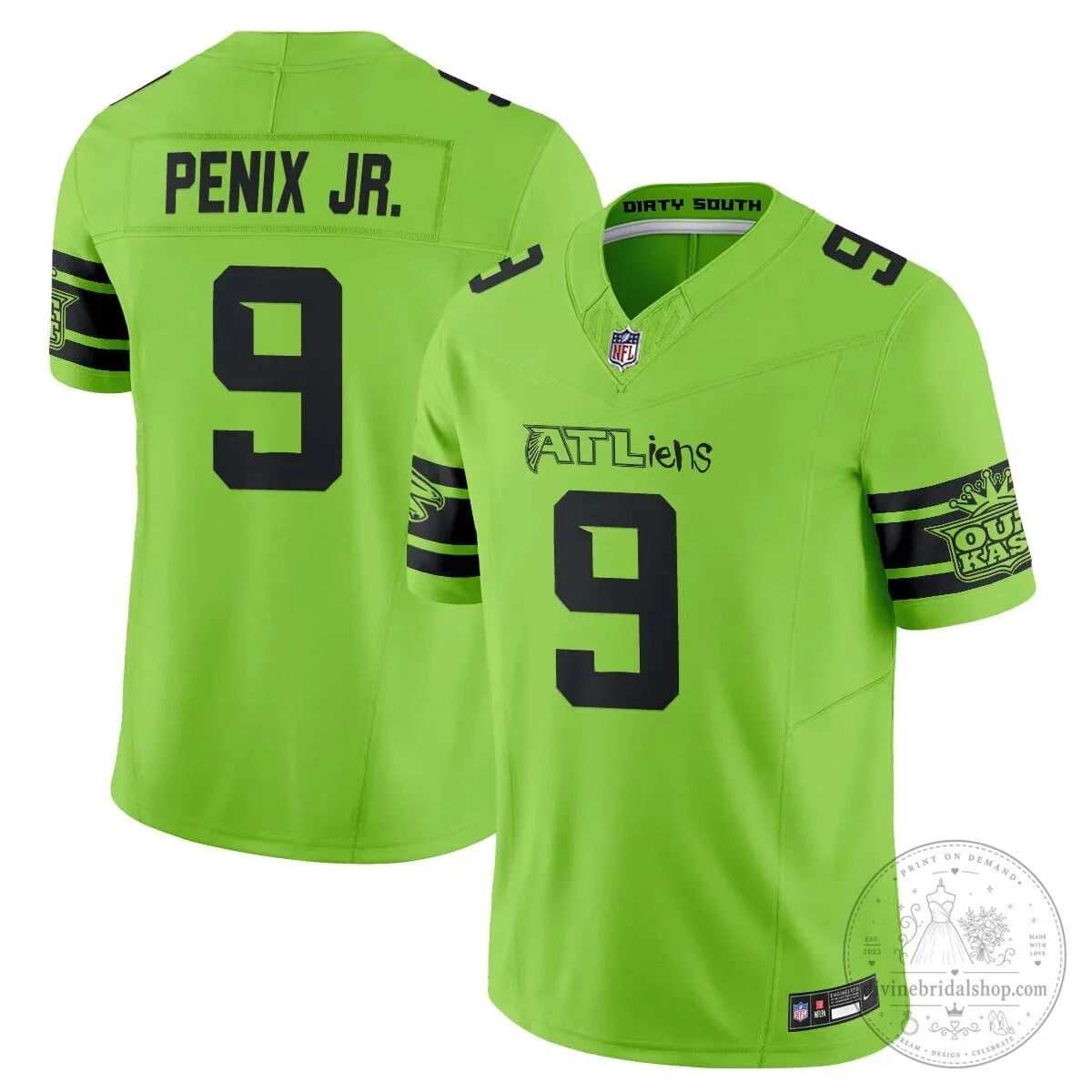 Atlanta Falcons Michael Penix Jr. ATLiens Dirty South Football Jersey 55 Atlanta Falcons Michael Penix Jr. ATLiens Dirty South Football Jersey