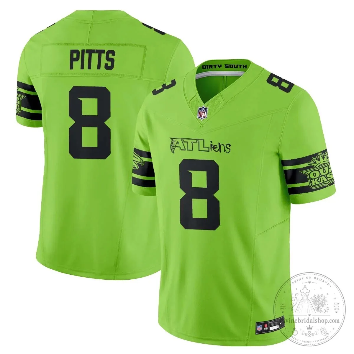 Atlanta Falcons Michael Penix Jr. ATLiens Dirty South Football Jersey 56 Atlanta Falcons Michael Penix Jr. ATLiens Dirty South Football Jersey