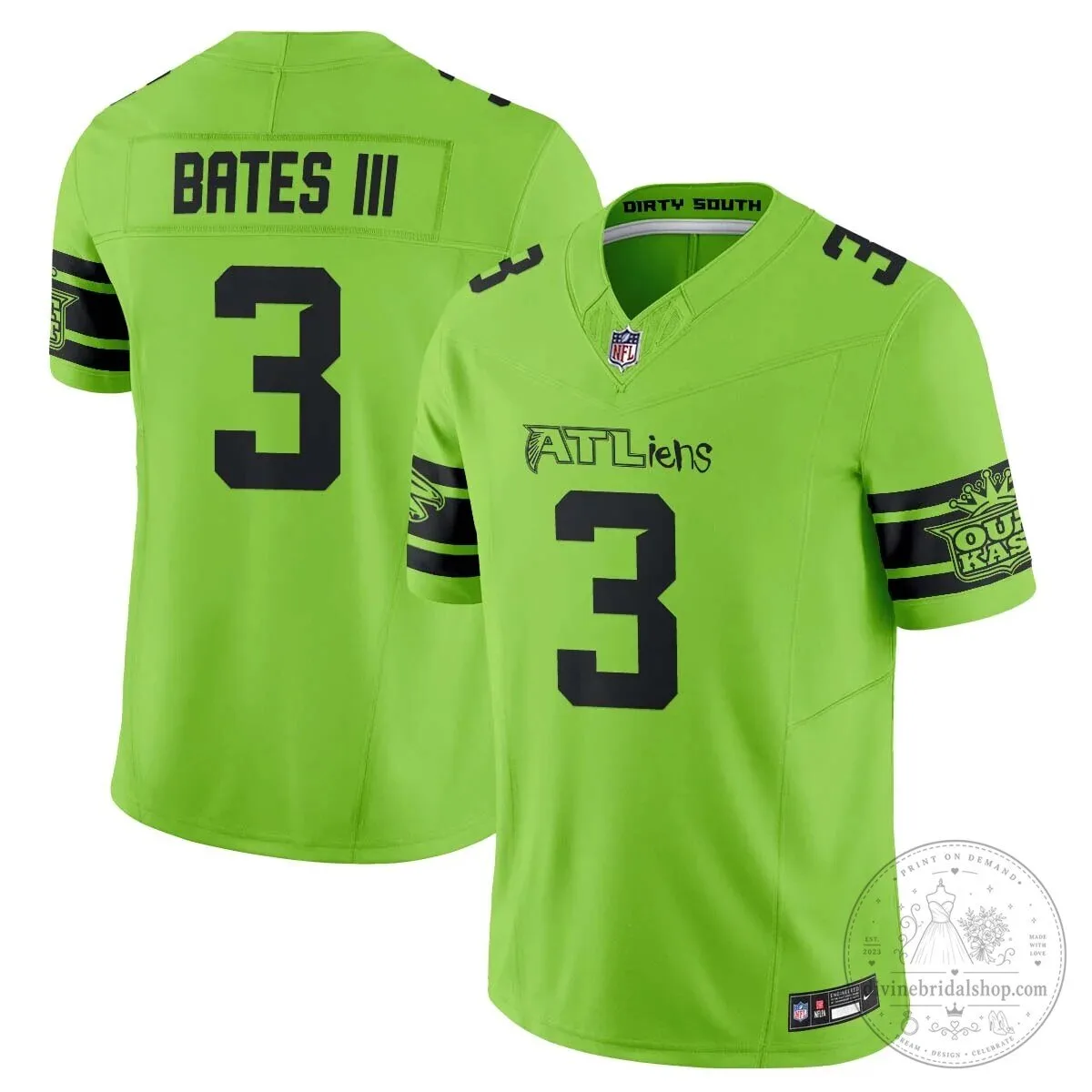 Atlanta Falcons Michael Penix Jr. ATLiens Dirty South Football Jersey 57 Atlanta Falcons Michael Penix Jr. ATLiens Dirty South Football Jersey