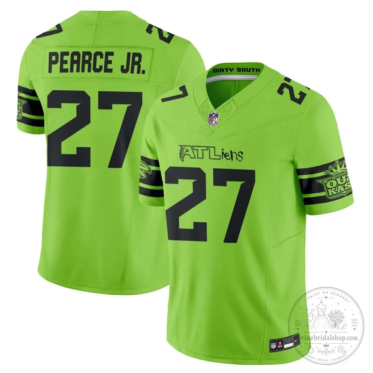 Atlanta Falcons Michael Penix Jr. ATLiens Dirty South Football Jersey 58 Atlanta Falcons Michael Penix Jr. ATLiens Dirty South Football Jersey