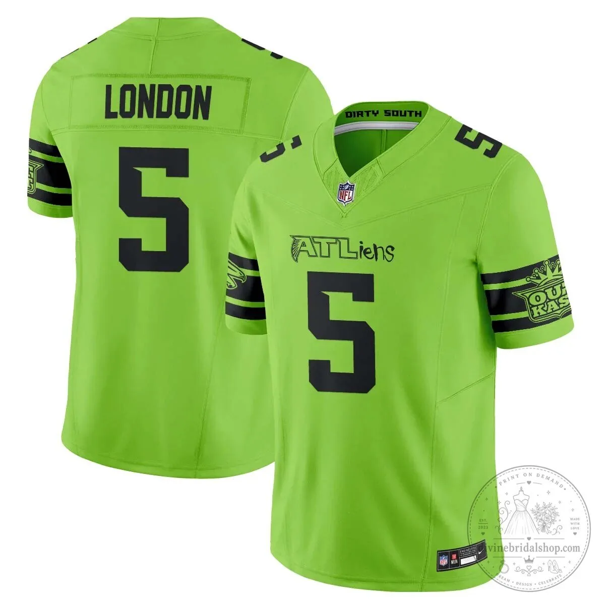 Atlanta Falcons Michael Penix Jr. ATLiens Dirty South Football Jersey 59 Atlanta Falcons Michael Penix Jr. ATLiens Dirty South Football Jersey