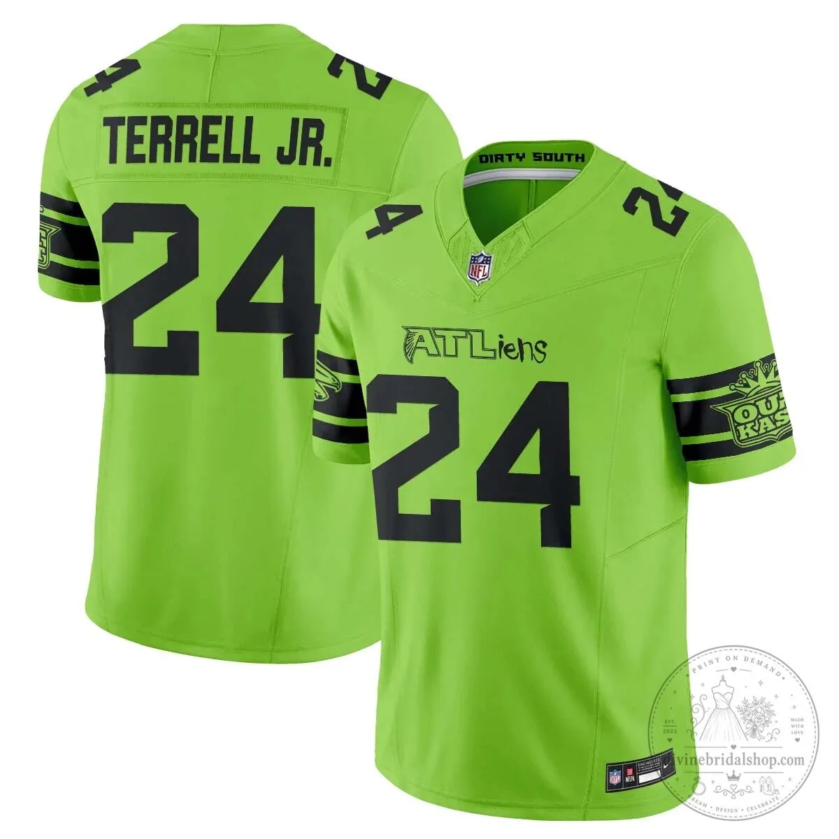 Atlanta Falcons Michael Penix Jr. ATLiens Dirty South Football Jersey 62 Atlanta Falcons Michael Penix Jr. ATLiens Dirty South Football Jersey