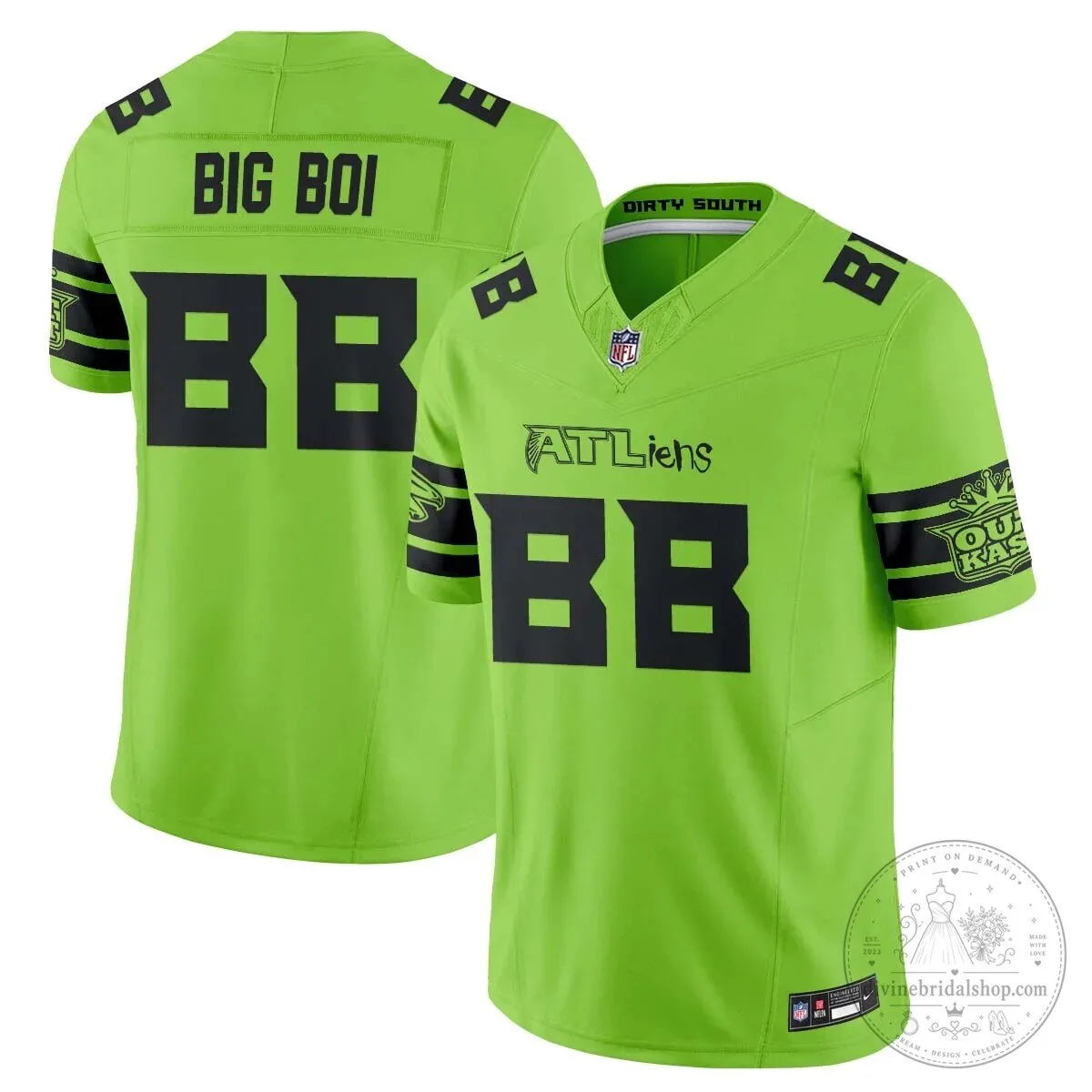 Atlanta Falcons Michael Penix Jr. ATLiens Dirty South Football Jersey 64 Atlanta Falcons Michael Penix Jr. ATLiens Dirty South Football Jersey